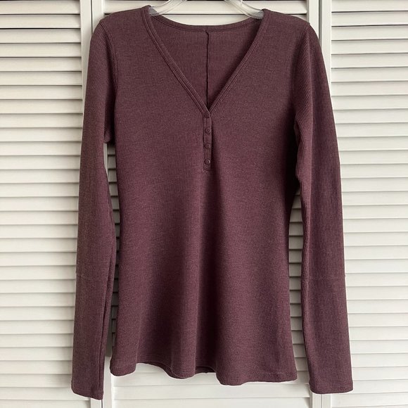 Lululemon Close Call Henley Long Sleeve Heathered Plum fits women’s large rare - Picture 1 of 8